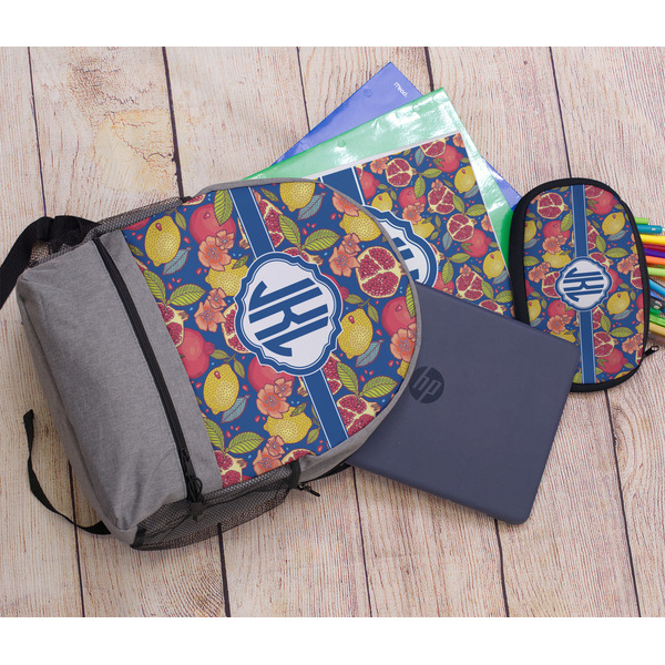 Pomegranates & Lemons Large Backpack - Gray - With Stuff