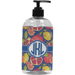 Pomegranates & Lemons Plastic Soap / Lotion Dispenser (16 oz - Large - Black) (Personalized)