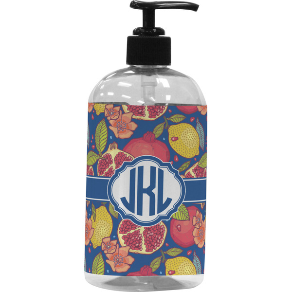 Custom Pomegranates & Lemons Plastic Soap / Lotion Dispenser (16 oz - Large - Black) (Personalized)