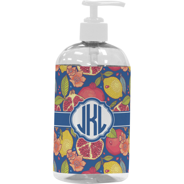 Custom Pomegranates & Lemons Plastic Soap / Lotion Dispenser (16 oz - Large - White) (Personalized)