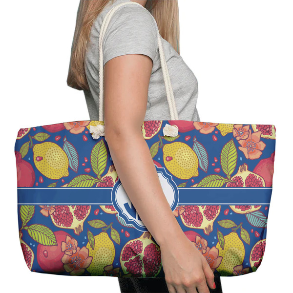 Pomegranates & Lemons Large Rope Tote Bag - In Context View