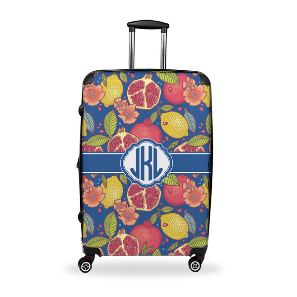 Custom Pomegranates & Lemons Suitcase - 28" Large - Checked w/ Monogram