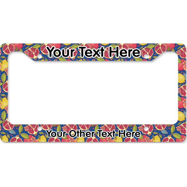 Custom Pomegranates & Lemons License Plate Frame - Style B (Personalized)