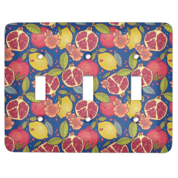 Custom Pomegranates & Lemons Light Switch Cover (3 Toggle Plate)