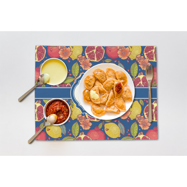 Pomegranates & Lemons Linen Placemat - Lifestyle (single)