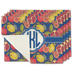 Pomegranates & Lemons Single-Sided Linen Placemat - Set of 4 w/ Monogram