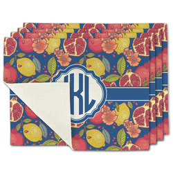 Pomegranates & Lemons Single-Sided Linen Placemat - Set of 4 w/ Monogram