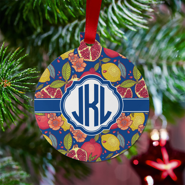 Pomegranates & Lemons Metal Ball Ornament - Lifestyle