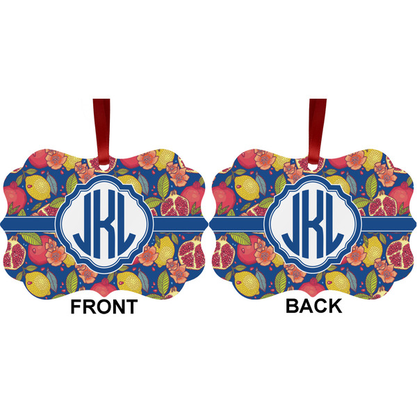 Pomegranates & Lemons Metal Benilux Ornament - Front and Back (APPROVAL)