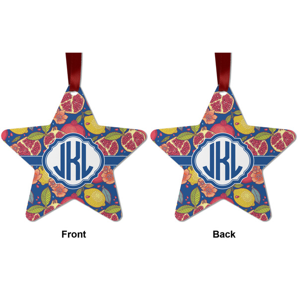 Pomegranates & Lemons Metal Star Ornament - Front and Back