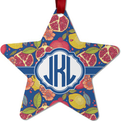Pomegranates & Lemons Metal Star Ornament - Double Sided w/ Monogram