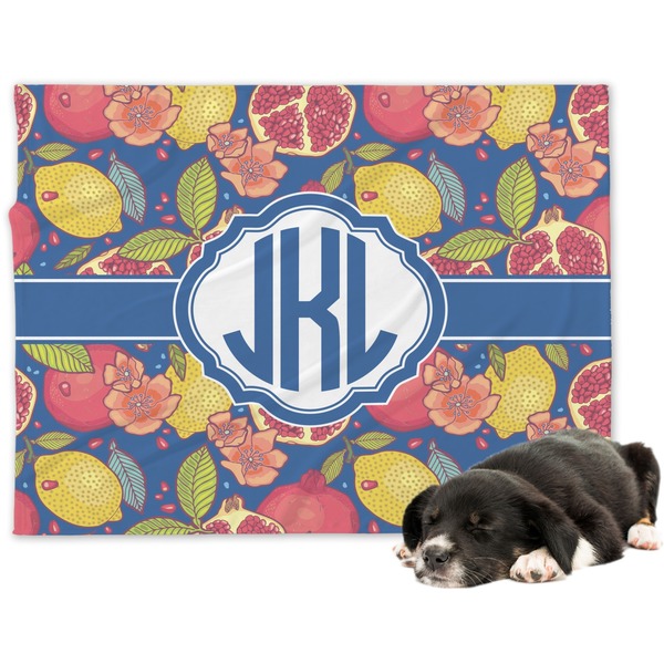 Custom Pomegranates & Lemons Dog Blanket - Large (Personalized)