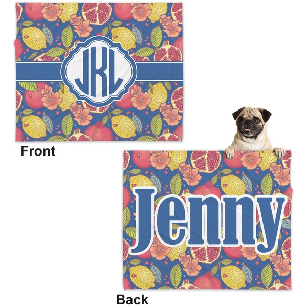Pomegranates & Lemons Microfleece Dog Blanket - Large- Front & Back