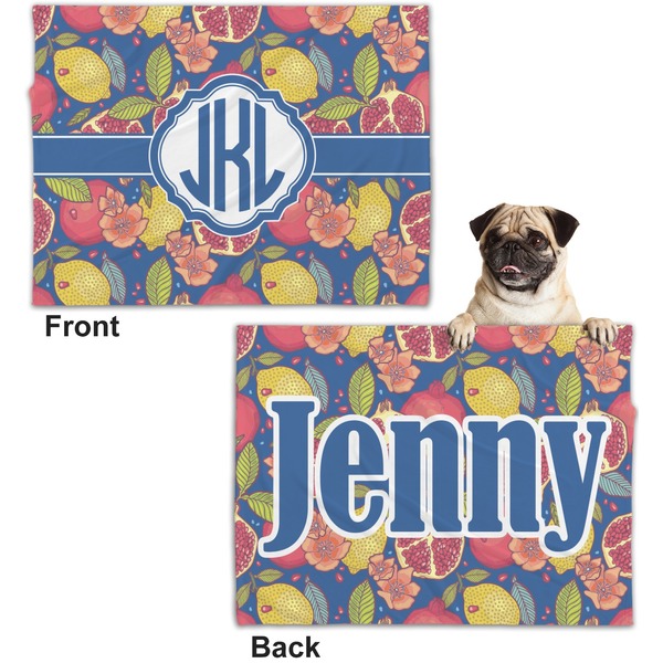 Pomegranates & Lemons Microfleece Dog Blanket - Regular - Front & Back