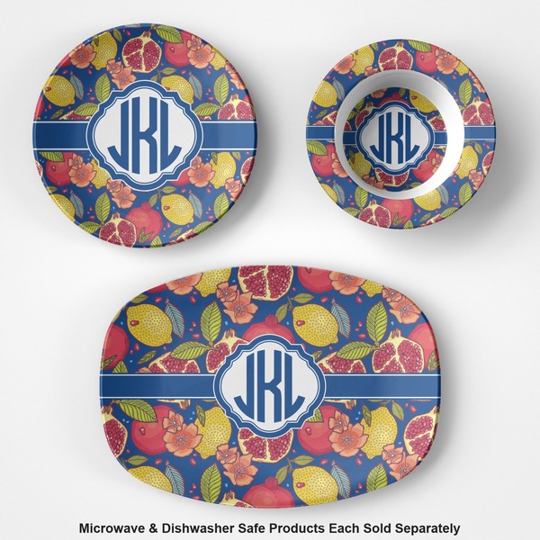 Pomegranates & Lemons Microwave & Dishwasher Safe CP Plastic Dishware - Group