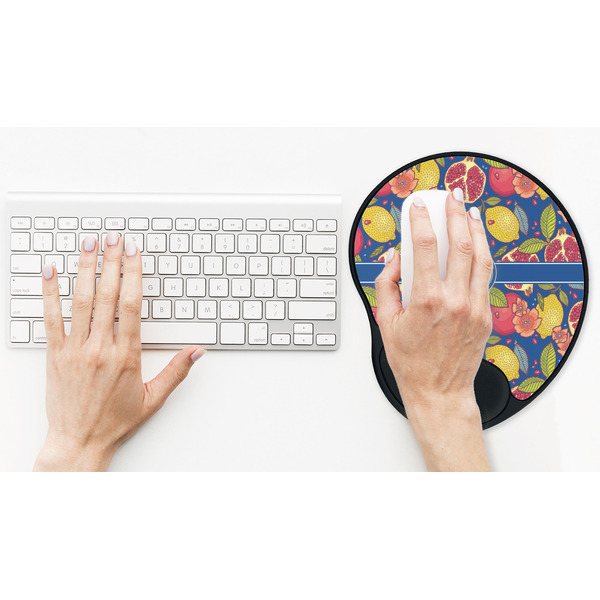 Pomegranates & Lemons Mouse Pad with Wrist Rest - LIFESYTLE 2 (in use)