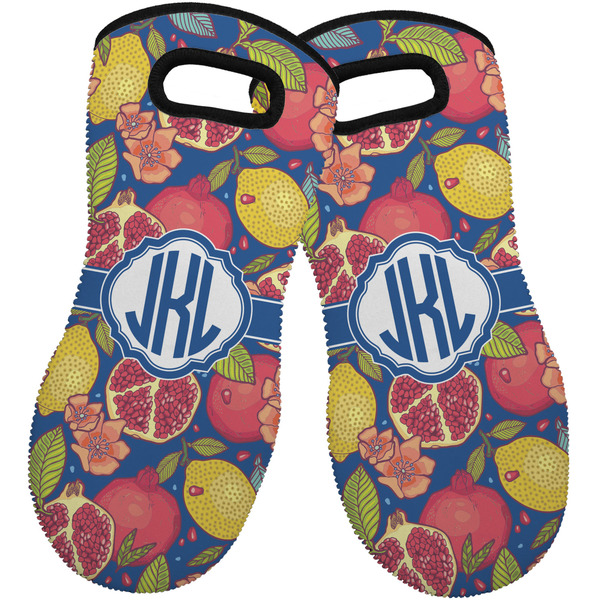 Pomegranates & Lemons Neoprene Oven Mitt -Set of 2 - Front