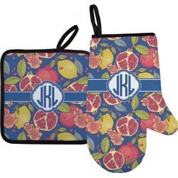 Pomegranates & Lemons Oven Mitt & Pot Holder Set w/ Monogram
