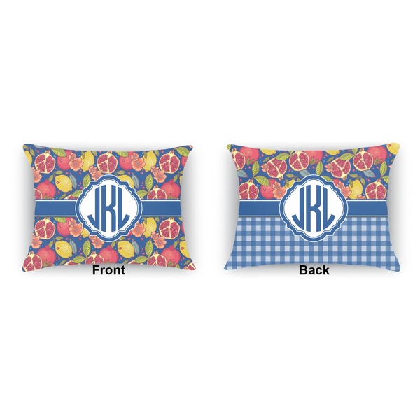 Pomegranates & Lemons  Outdoor Rectangular Throw Pillow (Front and Back)