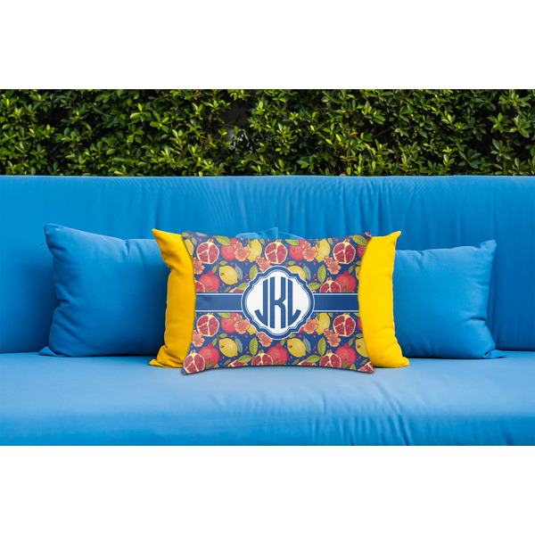 Pomegranates & Lemons Outdoor Throw Pillow  - LIFESTYLE (Rectangular - 20x14)