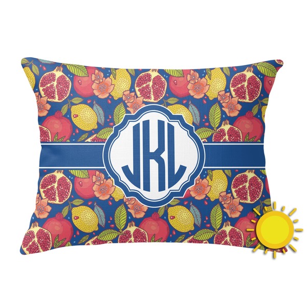 Custom Pomegranates & Lemons Outdoor Throw Pillow (Rectangular) (Personalized)