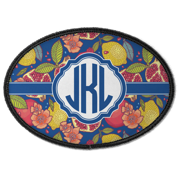 Custom Pomegranates & Lemons Iron On Oval Patch w/ Monogram