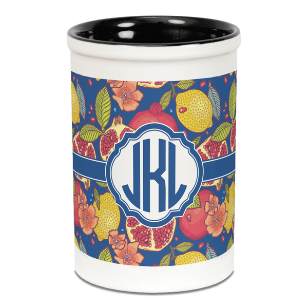 Pomegranates & Lemons Pencil Holder - Black