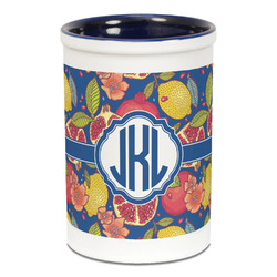 Pomegranates & Lemons Ceramic Pencil Holders - Blue