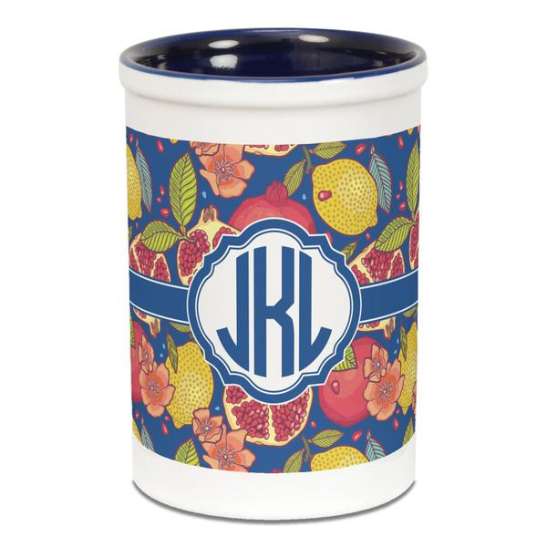 Pomegranates & Lemons Pencil Holder - Blue