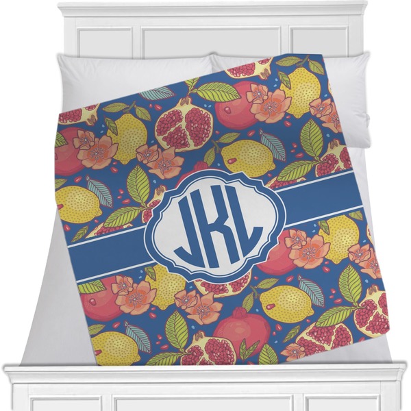Custom Pomegranates & Lemons Minky Blanket - Toddler / Throw - 60"x50" - Single Sided (Personalized)