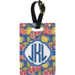 Pomegranates & Lemons Plastic Luggage Tag - Rectangular w/ Monogram
