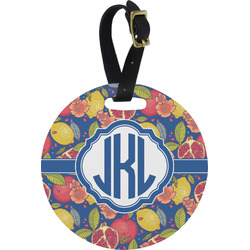 Pomegranates & Lemons Plastic Luggage Tag - Round (Personalized)