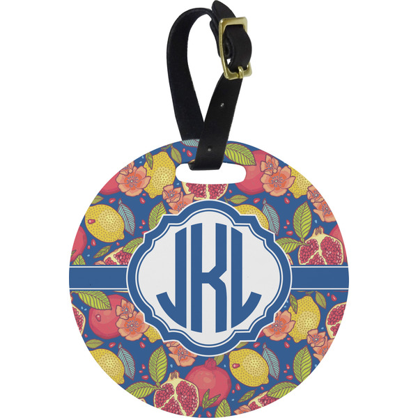 Custom Pomegranates & Lemons Plastic Luggage Tag - Round (Personalized)