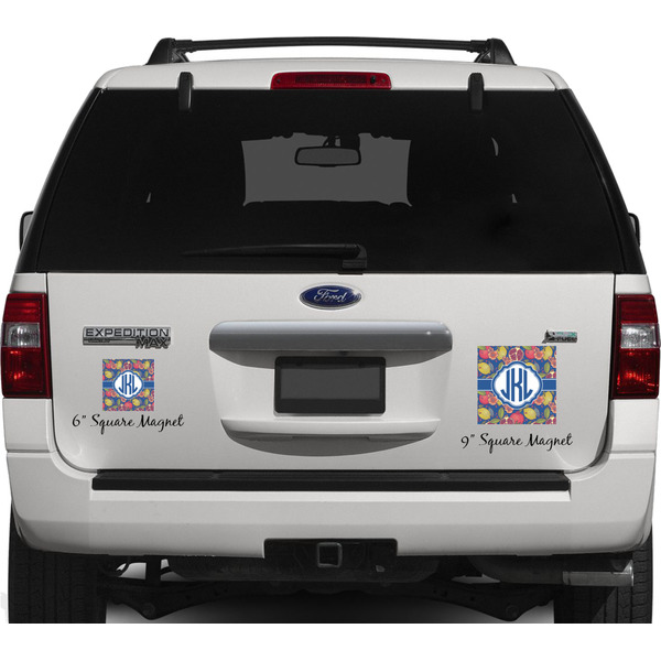 Pomegranates & Lemons Personalized Square Car Magnets on Ford Explorer