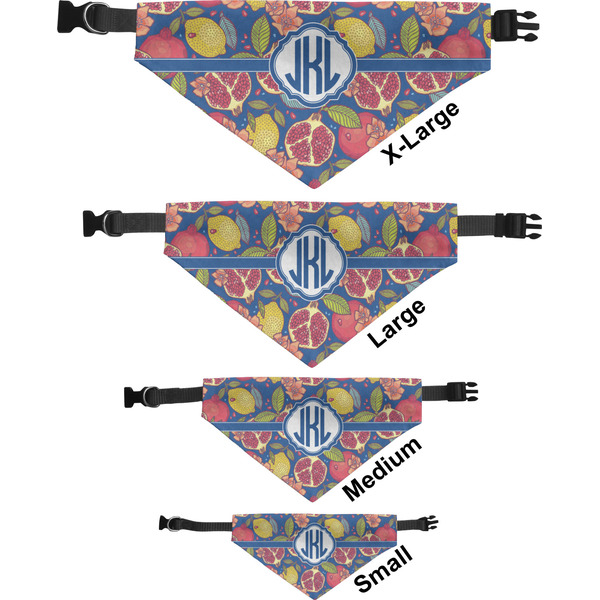 Pomegranates & Lemons Pet Bandana Sizes