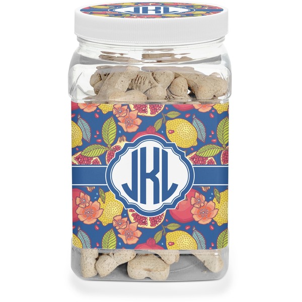 Custom Pomegranates & Lemons Dog Treat Jar (Personalized)