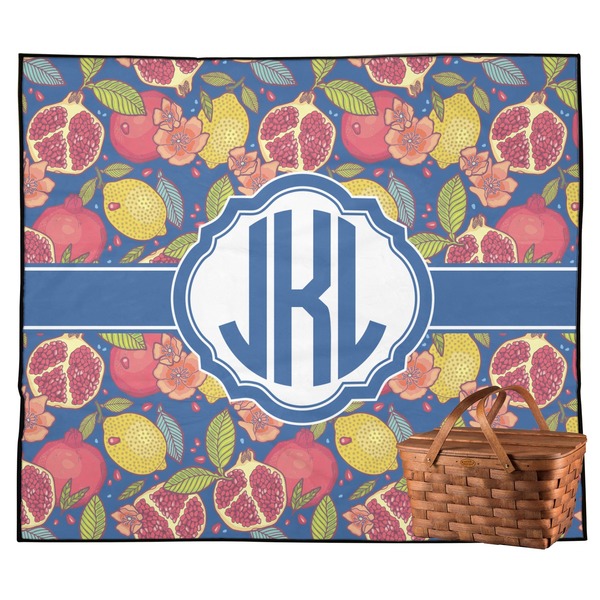 Custom Pomegranates & Lemons Outdoor Picnic Blanket (Personalized)