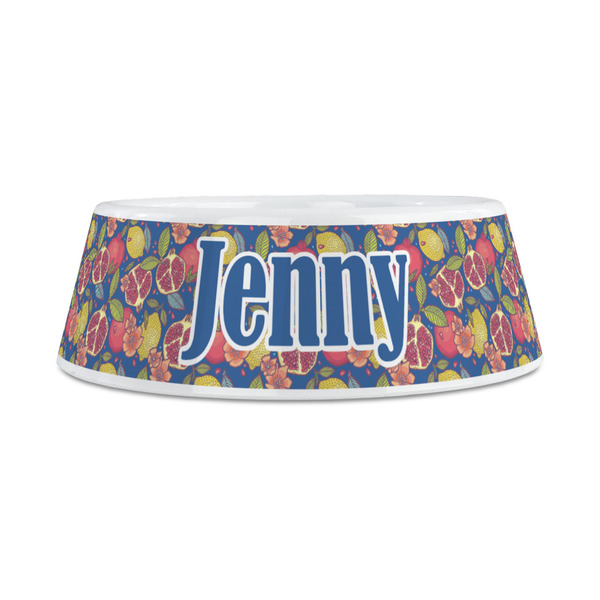 Pomegranates & Lemons Plastic Dog Bowls - Medium - FRONT