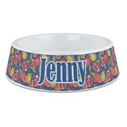 Pomegranates & Lemons Plastic Dog Bowl - Large (Personalized)