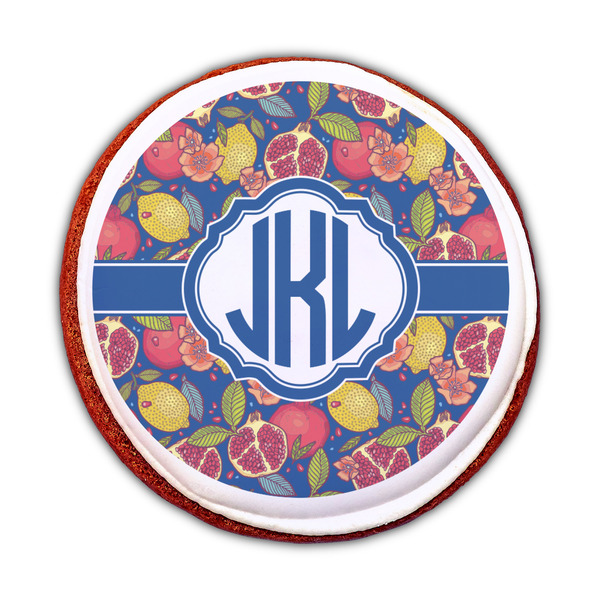 Pomegranates & Lemons Printed Icing Circle - Medium - On Cookie