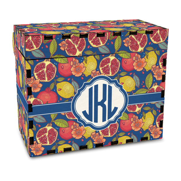 Custom Pomegranates & Lemons Wood Recipe Box - Full Color Print (Personalized)
