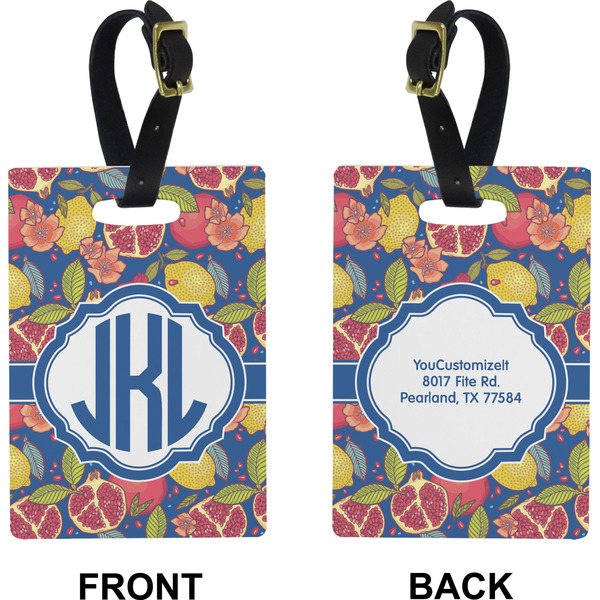Pomegranates & Lemons Rectangle Luggage Tag (Front + Back)