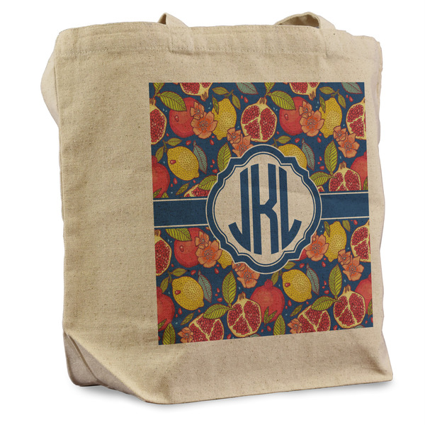 Custom Pomegranates & Lemons Reusable Cotton Grocery Bag (Personalized)