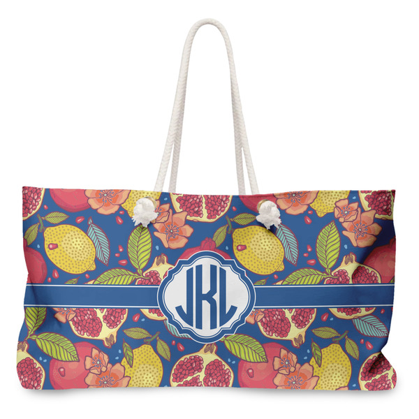 Custom Pomegranates & Lemons Large Tote Bag with Rope Handles (Personalized)