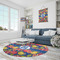 Pomegranates & Lemons Round Area Rug - IN CONTEXT
