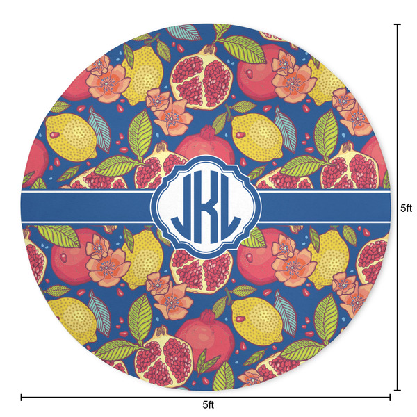 Pomegranates & Lemons Round Area Rug - Size