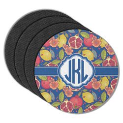 Pomegranates & Lemons Round Rubber Backed Coasters - Set of 4 (Personalized)