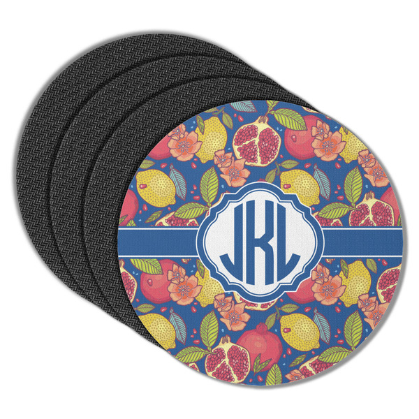 Pomegranates & Lemons Round Coaster Rubber Back - Main