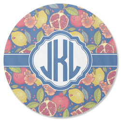 Pomegranates & Lemons Round Rubber Backed Coaster (Personalized)