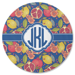 Pomegranates & Lemons Round Rubber Backed Coaster (Personalized)